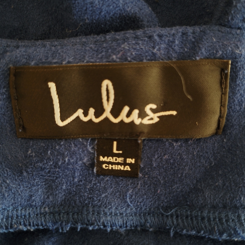 Lulu's Blue Faux Suede Midi Cocktail Dress Size Large - Picture 6 of 6